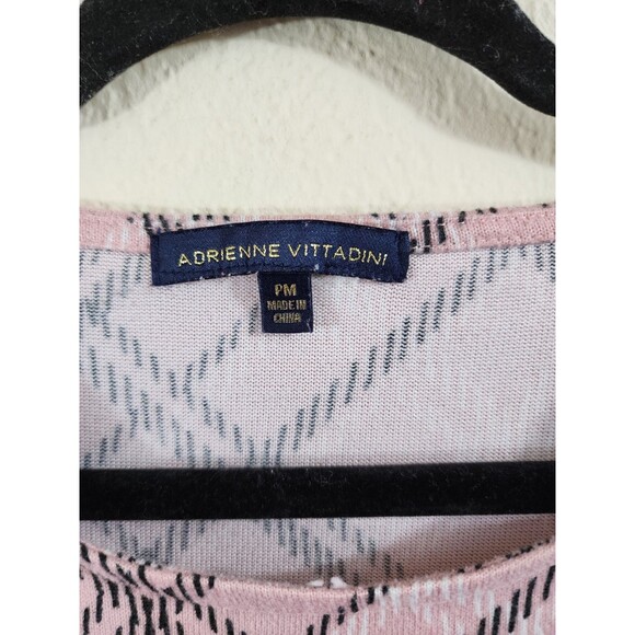 Adrienne Vittadini Womens Petite PM Pink Plaid Gromet Sleeve Round Neck Blouse - Picture 4 of 6